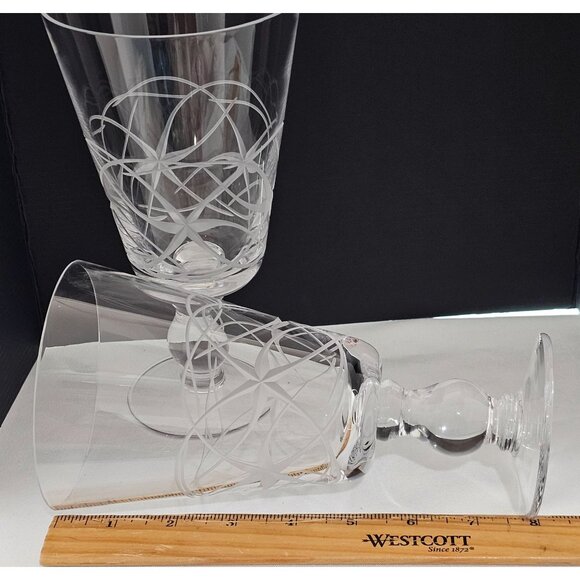 Cork Crystal stylized Starlight Water Goblet 8" chalice ice tea beer 16oz starbu - Picture 8 of 10